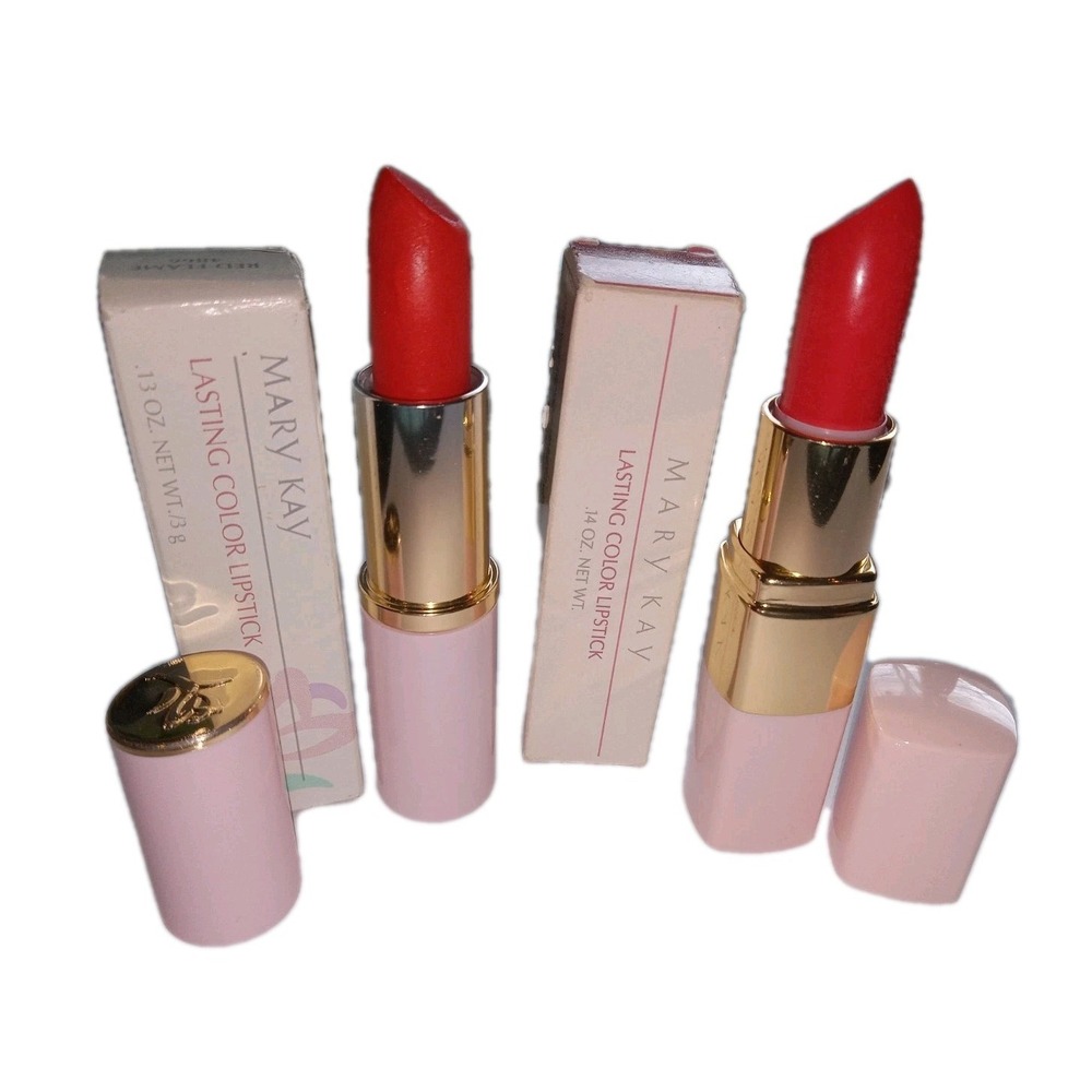 LOT‎ OF 2 Mary Kay Lasting Color Lipstick - Red Flame & Rhapsody Red - NIB